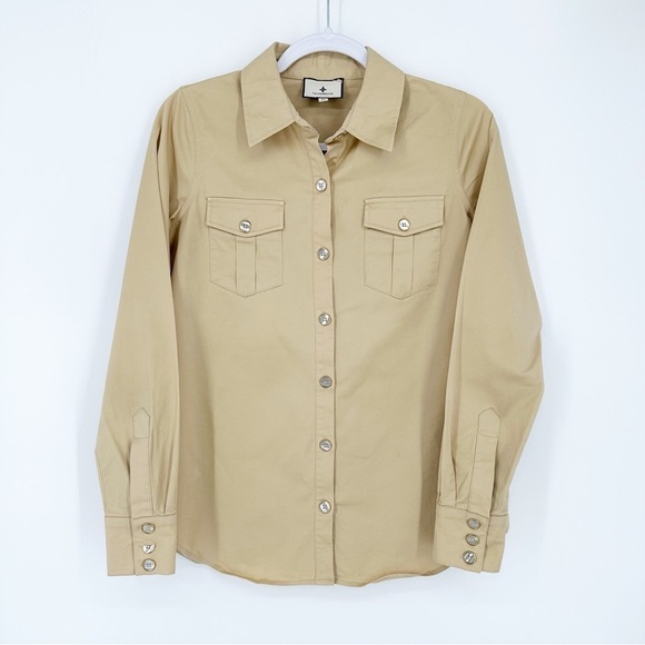 Tuckernuck Steele Shirt Button Down Blouse in Khaki Women’s Size XS Top - Picture 3 of 7